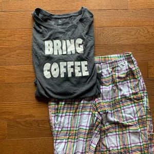 Bring Coffee Two Piece Pajama Set